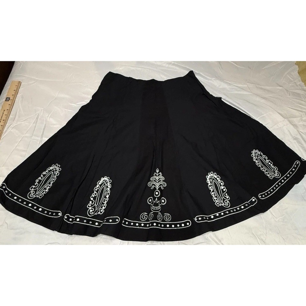 Sag Harbor NWT Skirt Womens 16 Black White Embroidered Sequined Boho Gypsy Midi